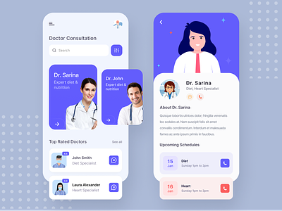 Doctor Consultation App Exploration app arslan consultation doctor exploration hire illustration screen ui