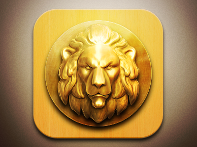 Lion IOS app icon app design gold icon ios light lion metal pakistan photoshop shadow wood