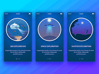 Explorations ( 1 Dribbble Invite ) arslan explorations hunter illustration mobile sea space ui