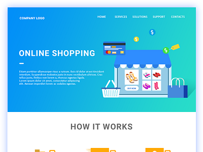 Online Shopping design illustration online progress shopping store web work