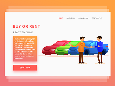 Buy Or Rent buy car illustration landing man or page purchasing rent web