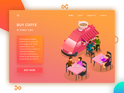 Street Cafe cafe coffe drinking illustration landing man page street web women