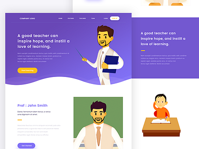 Education Landing Page arslan boy education illustration landing learn page pakistan teacher