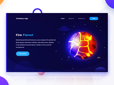 Fire Planet Night arslan design fire. night illustration landing page pakistan planet web