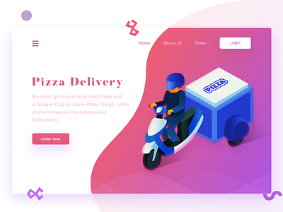 Pizza Delivery arslan bike delivery illustration landing man page pakistan pizza web