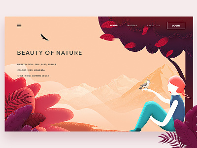 Beauty Of Nature arslan beauty bird design girl illustration landing nature page pakistan web