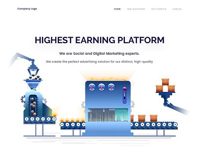 Highest Earning Platform arslan concept design earning factory illustration landing page pakistan web