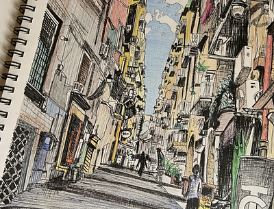 Italian Alley colored pencil colors illustration italy