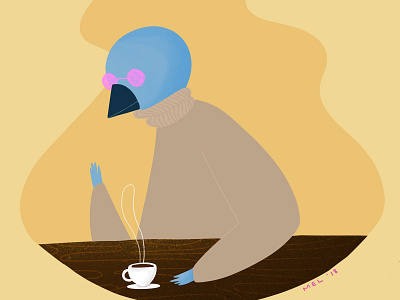 Coffeebird bird coffee drawing illustration procreate
