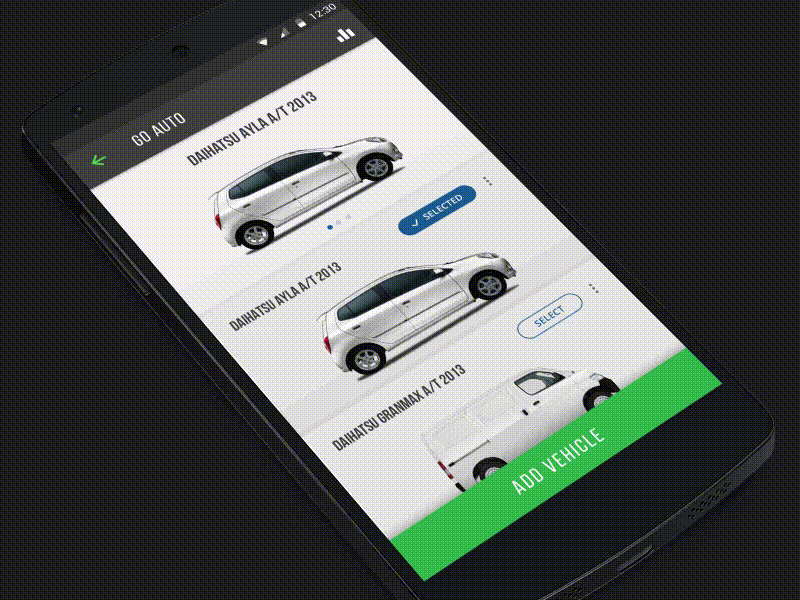 Choose Vehicle Animation for GO-AUTO animation car clean go-auto gojek list user interface
