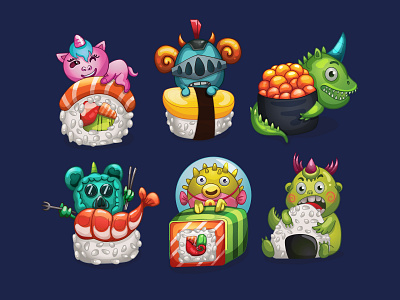 Sushi-All concept cute icons illustration