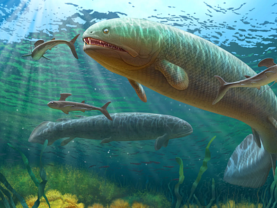 Rhizodus hibberti art art direction artwork cg art fish illustration paleo paleoart paleontology