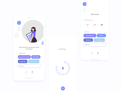 Virtual Assistant adobe xd app card challenge chat design dribbble email flat minimal mobile mockup ui ux virtual voice voice assistant voice search