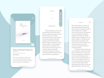 E-Reader App adobe xd app blue book card challenge design e reader ereader flat minimal mobile mockup pastel prototype reading simple ui ux
