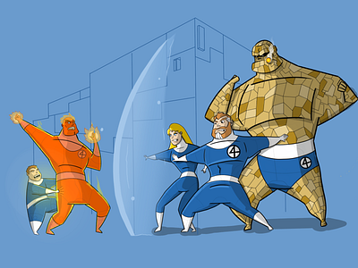 The Fantastic Four - The Human Torch is at it again! autodesk sketchbook design experimental fantastic four funny illustration marvelcomics