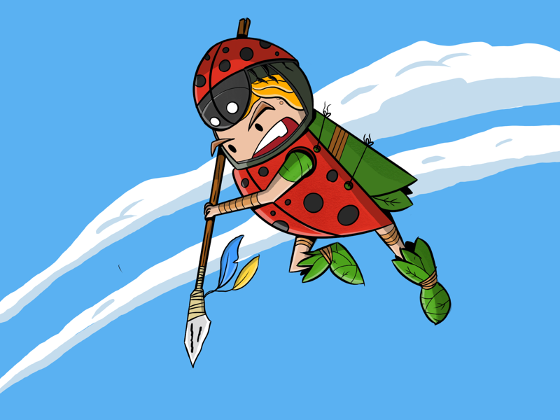 Ladybug warior fantasy cute character 2d art concept art illustration