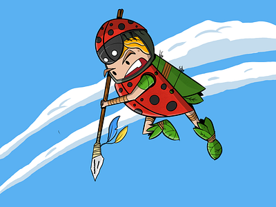 Ladybug warior 2d art character concept art cute fantasy illustration