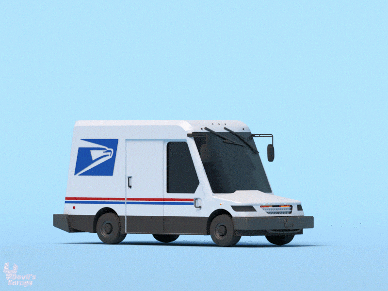 Mail Truck! 3d 3d modeling animation cinema 4d cinema4d illustration low poly lowpoly retro tires turnaround usps vehicles wheels