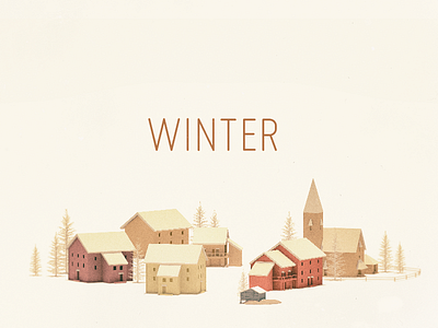 Winter cold europe houses village warm weekly3d winter