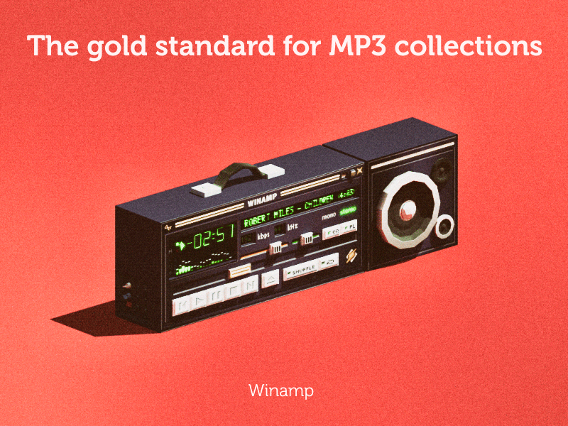 Winamp boombox gold standard low poly lowpoly mp3 music napster oldschool retro riaa stereo winamp
