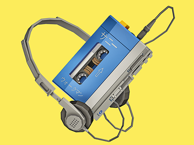 Personal Music System with Style audio design electronics illustration lowpoly music retro retro design walkman