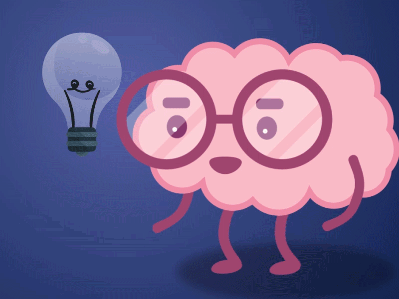 Brain & lightbulb after effects animation brain cute science illustration