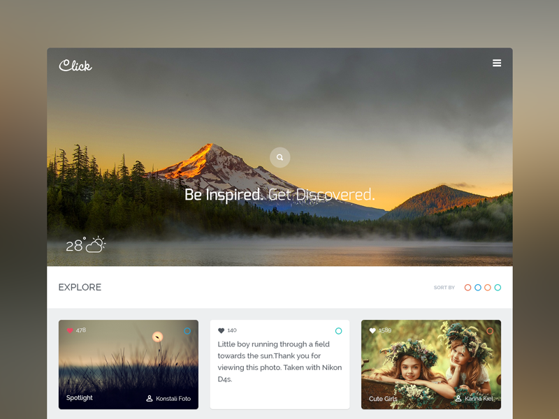 Click Photographer's community by Sam for Agile Infoways on Dribbble