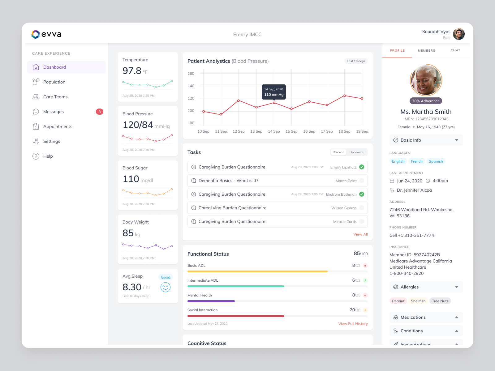 Patient Dashboard- Care Plan by Sam on Dribbble