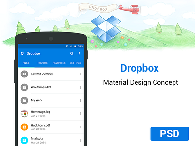 Dropbox App Material Concept agileinfoways android ui dropbox app redesign free psd icons material design photoshop uiux