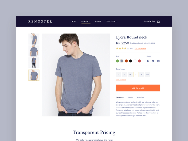T-shirt Detail Page ecommerce iconography landingpage minimal online tshirt tshirt detail typography userexperiance userinterface