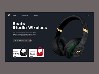 Beats Studio Wireless black concise headset ui ux designer web webdesign