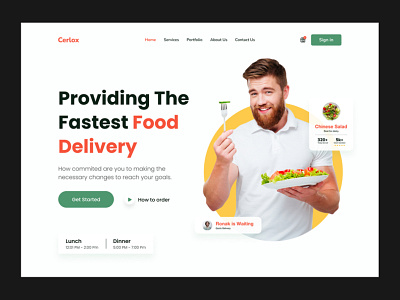 Food Delivery Home Page: Landing Page clean delivery food hero section homepage italian japaniese landing page modern restaurant ui design website white