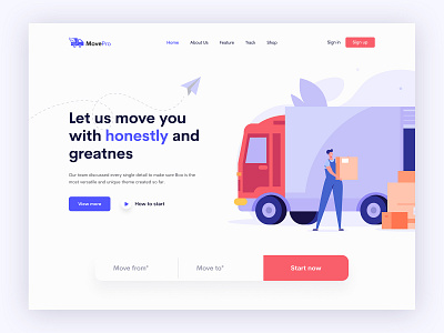MovePro: Mover Landing Page hero section homepage landing mover page ui design website
