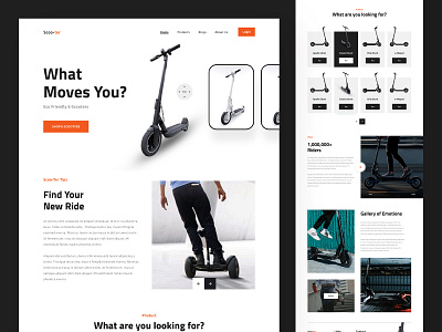 Electro Scooter Landing Page bike clean e scooter elctro landing page minimal scooter ui ux web design