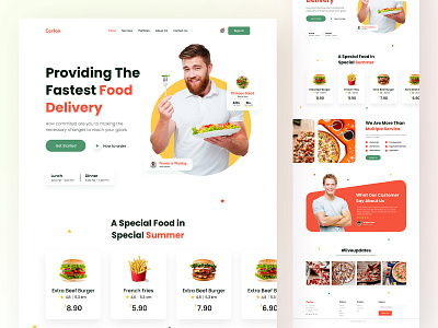 Food Delivery Landing Page application clean delivery food homepage landing page snacks ui ui design ux website