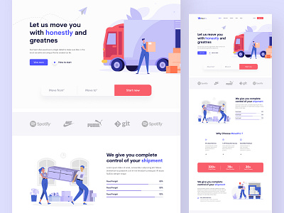 Mover Landing Page clean homepage landing landing page mover page ui ui design ux website