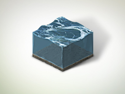 Water Tile cube dirt earth element game illustration isometric photoshop tile water