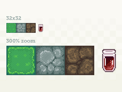 Pixeldribbble 2d dirt game grass pixel pixel art pixels potion retro stone tiles