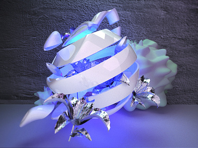 3d teapot with flowers