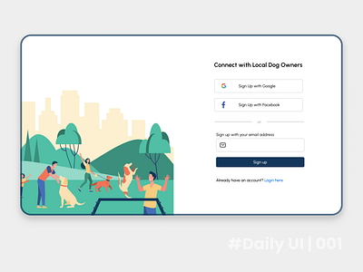 Daily UI | 001 | Sign Up 1 app concept dailyui desktop dogs signup ui