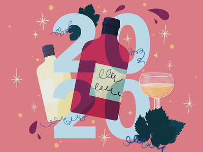 Bonne année 20*20 2020 bonne année carte de vœux cheers drinks dry january happy new year illustration procreate wine wish card