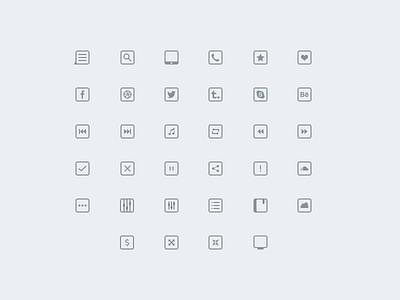 34 Thinicons Free Psd free free psd freebie icons list music phone set settings social thinicons