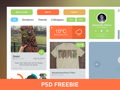 Light UI/UX Kit [PSD] buttons freebie kit light profile psd ui ux weather