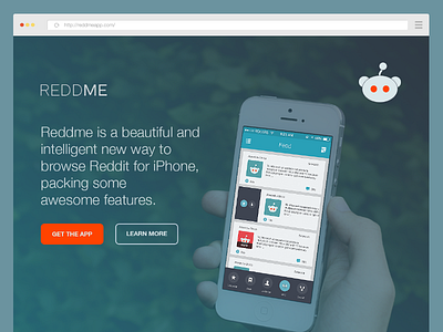 Reddme Webpage app flat light page web