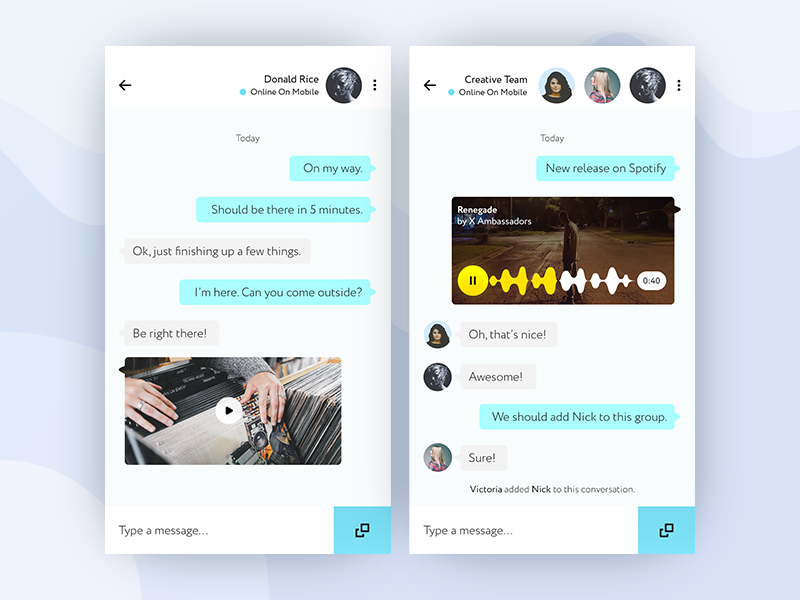 Message System chat conversation message music reply ui ux video