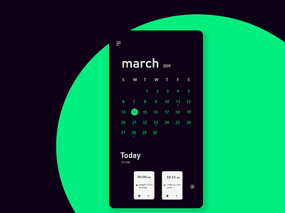 calendar after effect android app app calendar app material design neon green ui ui ux design uidesign