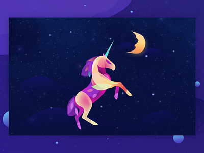 Unicorn animation design illustration typography ui web website