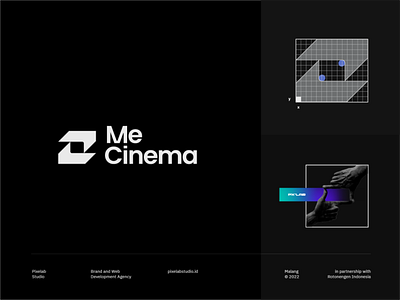 Me Cinema Approved Logo Design black branding design framing geometric gradient hand logo minimal neutral passion perspective photography swissdesign viewfinding