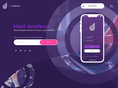 Dereferee Landing app block chain design fitness fitness app ico landing landing page landing page design sport sport app ui ux web