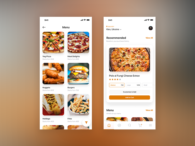 Food Delivery App by Pasha Mironchik on Dribbble